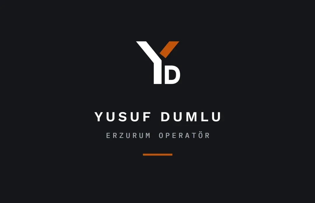 Yusuf Dumlu business card, front: Y D mark and name